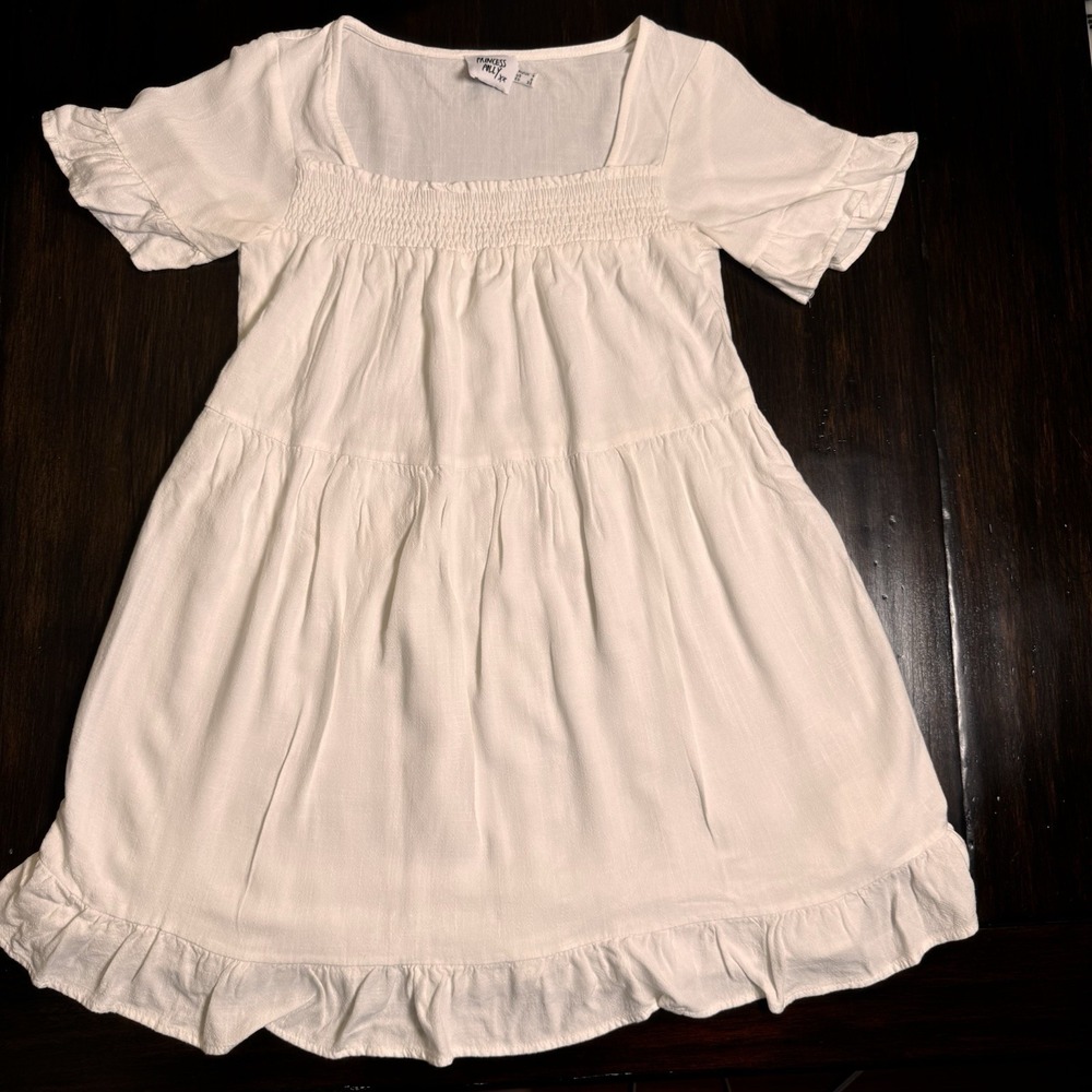 Princess Polly Women's Teen White  Mini Dress Size 0 US 4 AU Linen Blend‎